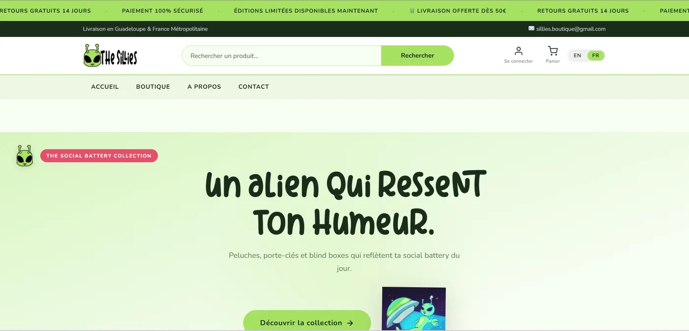 Capture de la boutique WordPress The Sillies